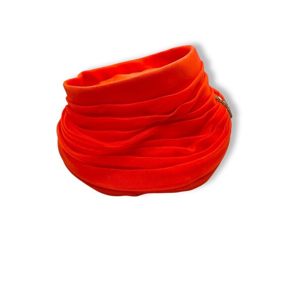 Vintage 1950s Evelyn Varon Model Orange Turban Hat Embellished Beaded Accent - Picture 4 of 9